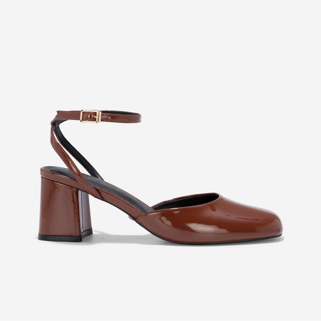 Vascara Giày Bít Mũi Tròn Block Heel Phối Ankle Strap - BMN 0657