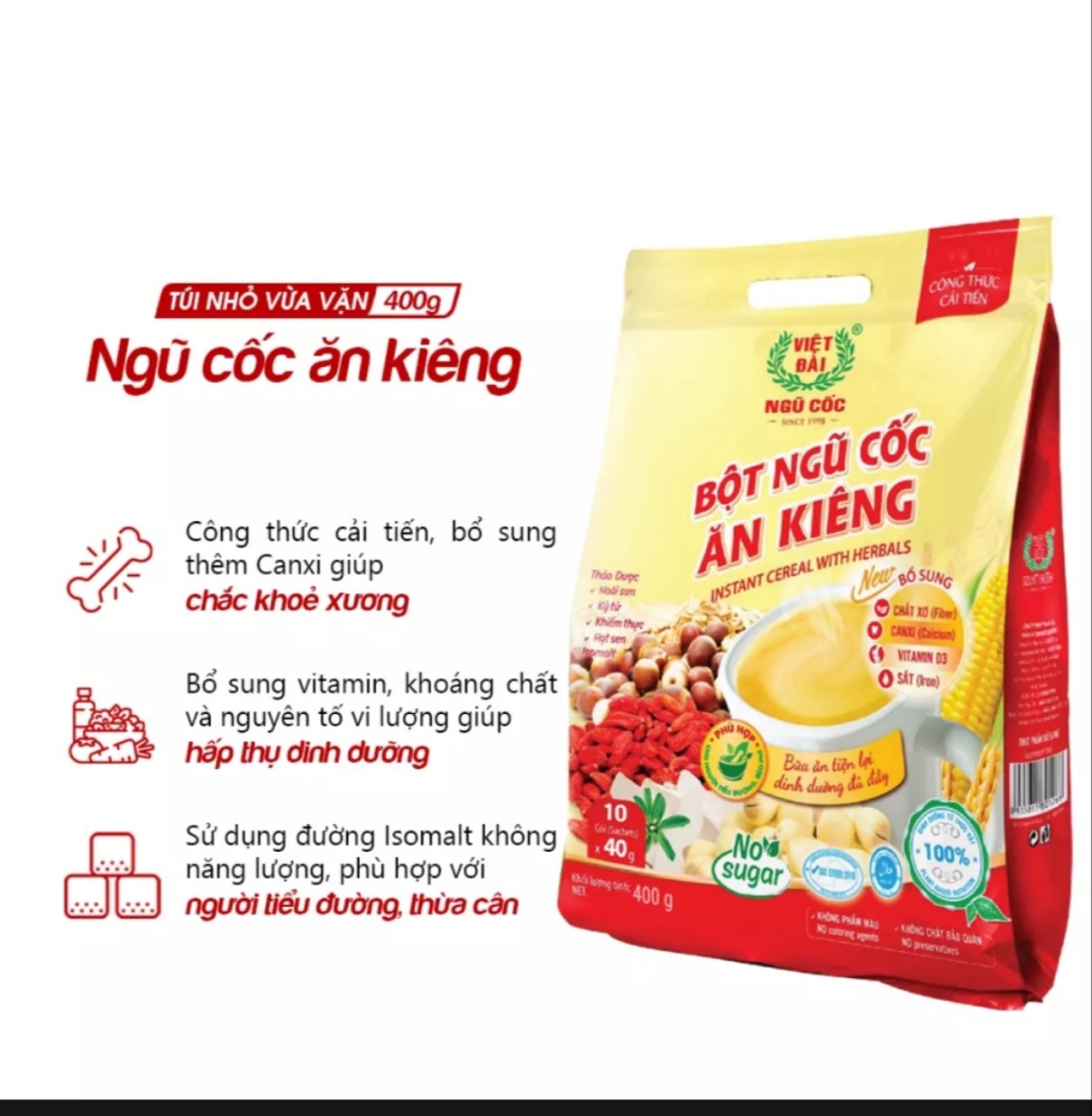 Bột Ngũ cốc Mê Thi Việt Đài 600g (Dành Cho Người Bệnh Tiểu Đường)