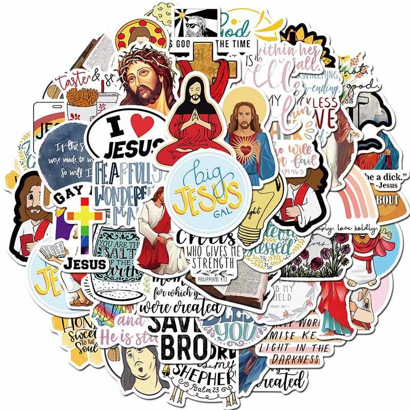 50 sheets cartoon Christian jesus waterproof sticker suit case bicycle