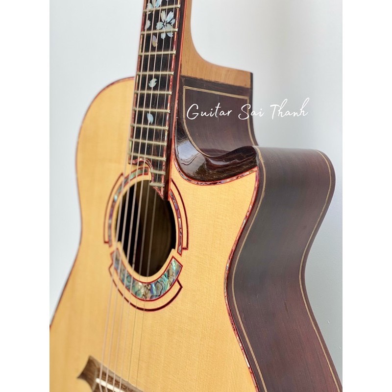 Đàn guitar custom cẩm ấn khảm xà cừ có lắp EQ ACF-5