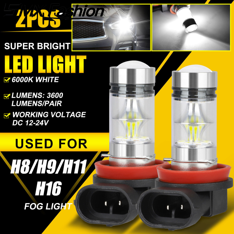 2pcs h8 h11 h16 led driving light bulbs high-power 360-degree beam angle 200w 6000k waterproof fog lamp bulb