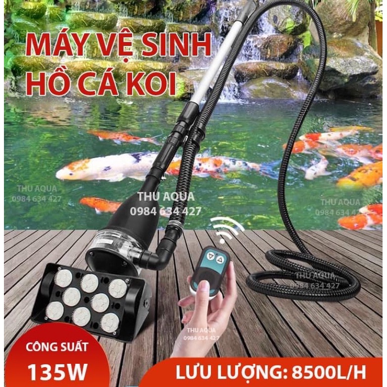 MÁY VỆ SINH HỒ CÁ KOI, HÚT PHÂN CẶN BẨN DƯỚI ĐÁY HỒ
