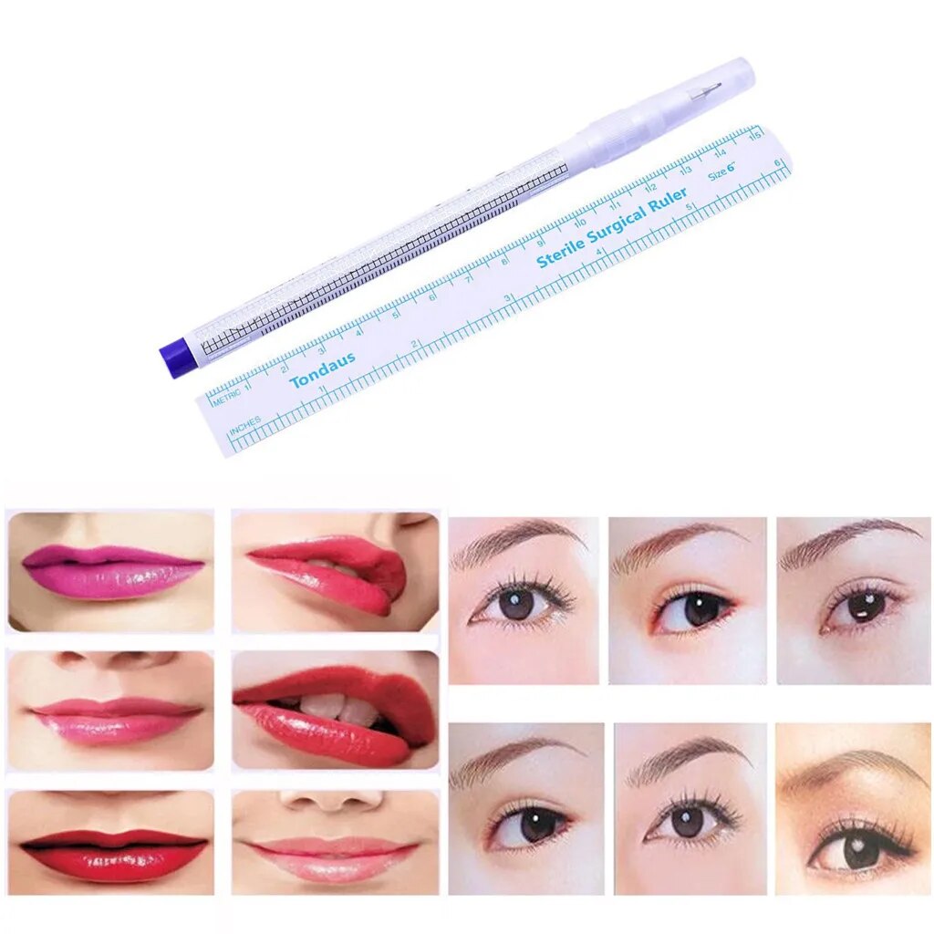 Skim Ruler 【Must-Have Accessories】 10pcs Sterilized Skin Marker Pen Stencil Ruler ...