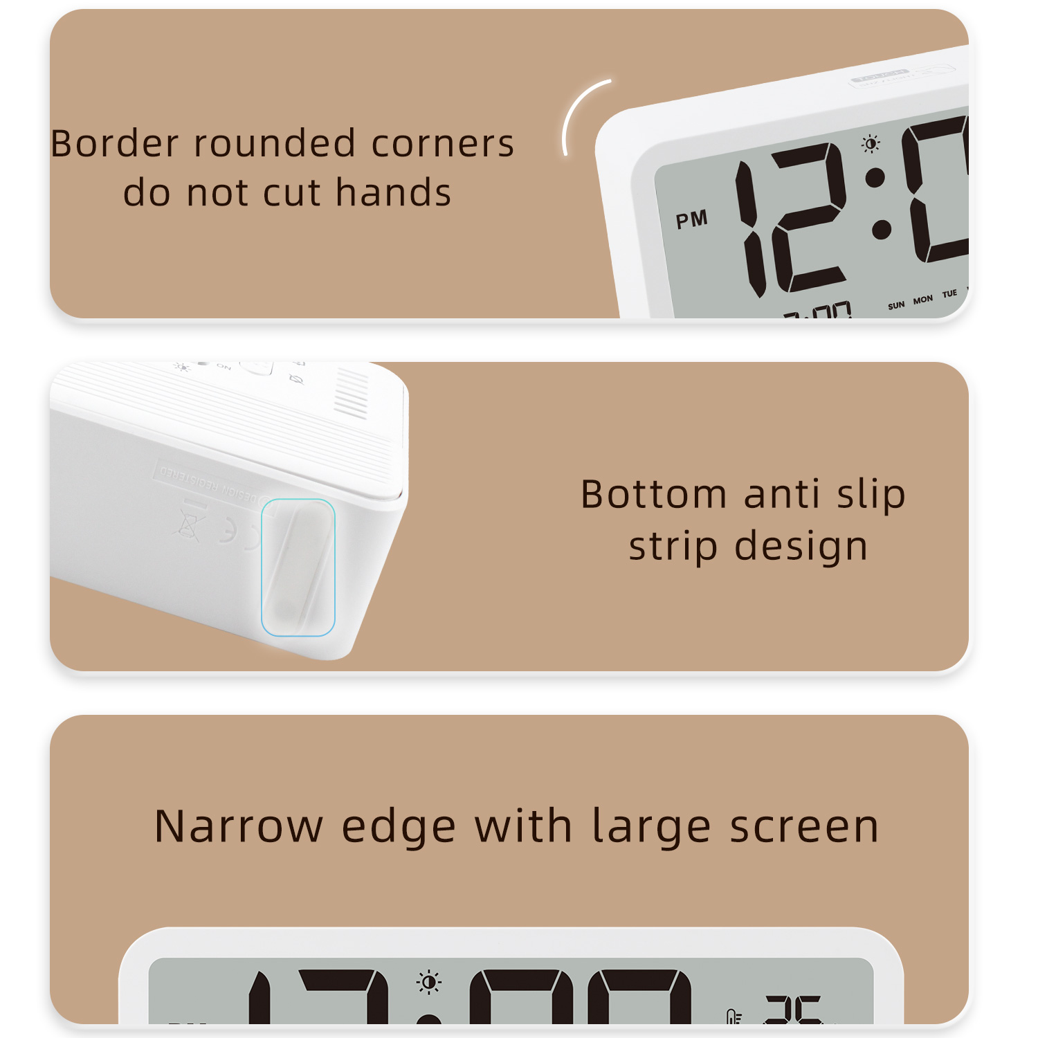 Large Display Smart Clock with Night Light with Thermometers Hygrometer Silent Electronic Clock Smart Digital Alarm Clock