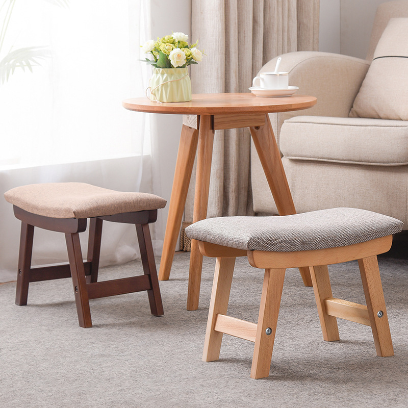 NFA Creative bench, simple solid wood shoe changing stool, living room footrest stool, household fabric low stool