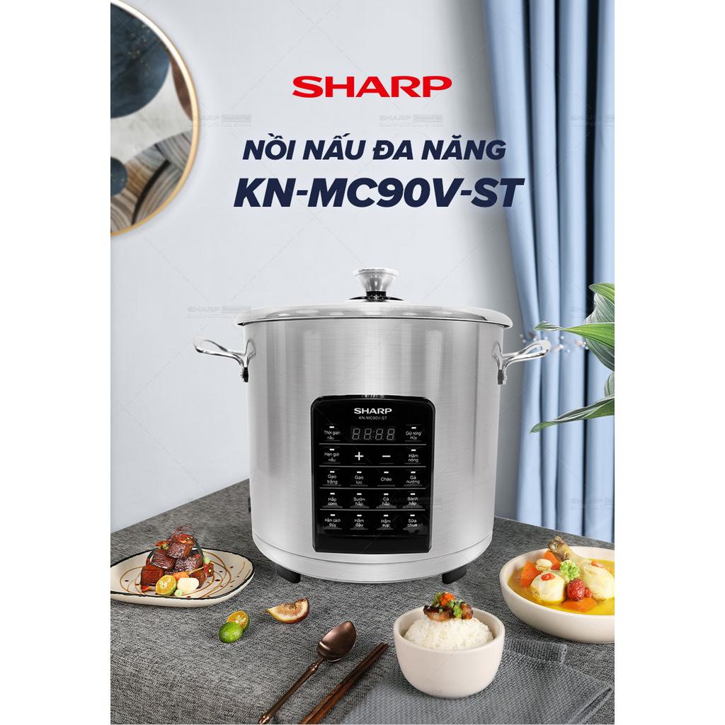 [ GENUINE SHARP ] Sharp Multifunction Cooker 9L Capacity, Stainless Steel Material Good Heat Resistant, 13 Pre-programmed Cooking Functions, Comes With 3 Accessories Porcelain Pot, Stainless Steel Steamer Tray, Stainless Steel Rack, Glass Cover Strong Str