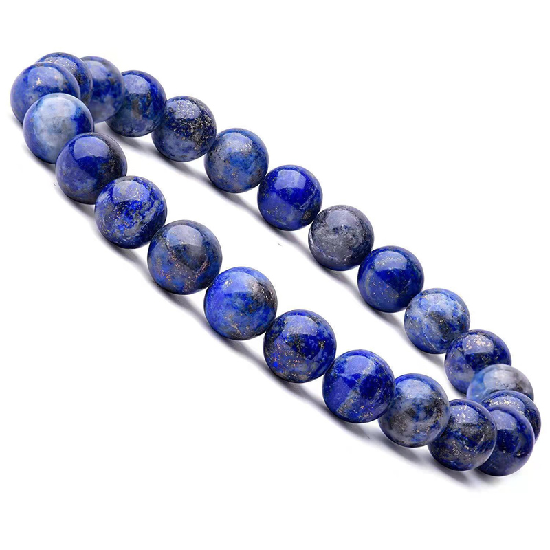Natural Lapis lazuli Bracelet Round beads blue Jade Crystal jewelry Couple style
