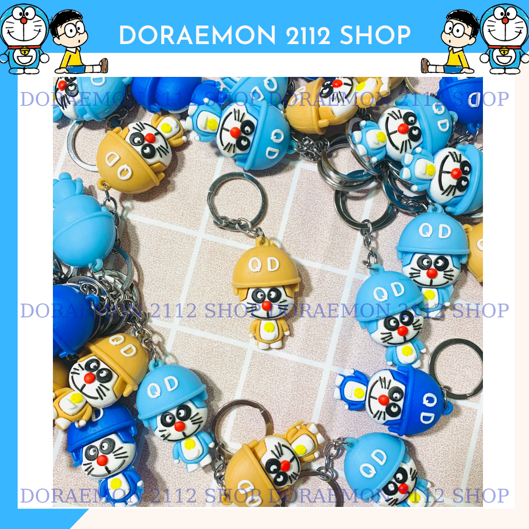 Móc khóa nhựa dẻo DORAEMON đội nón siêu cute