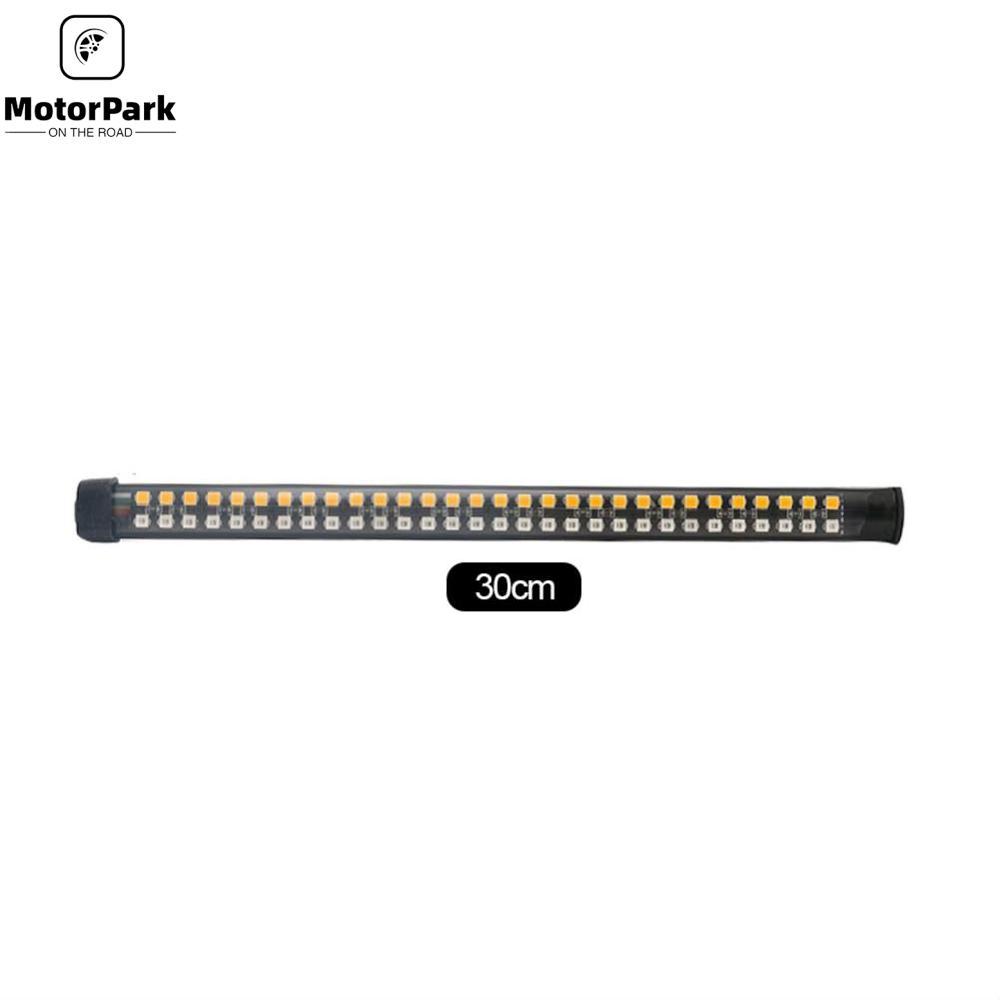 Motorpark Motorcycle Light Bar Strip Tail Brake Stop Flowing Water Turn Signal Light 60/90/120 LED Integrated SMD Red Amber Color