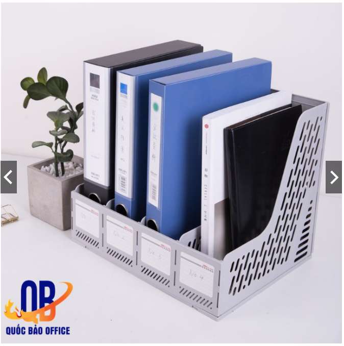 Giá tài liệu 3 ngăn 4 ngăn đứng Deli, khay đựng hồ sơ, giấy tờ tiện dụng PP màu ghi xám- E9846