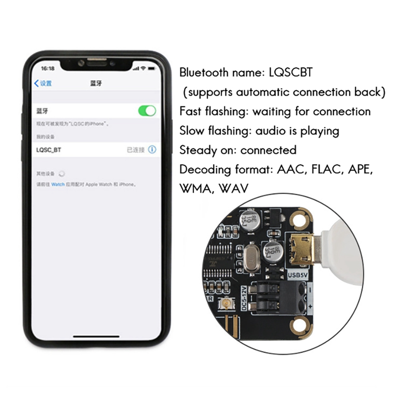 LQSC Bluetooth Decoder Board for AUX Input Diy Modified Speaker Audio MP3 Stereo Audio Receiver Module