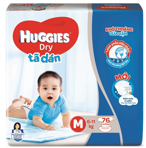Tã Dán Huggies Dry Size M76 Miếng (6-11kg)
