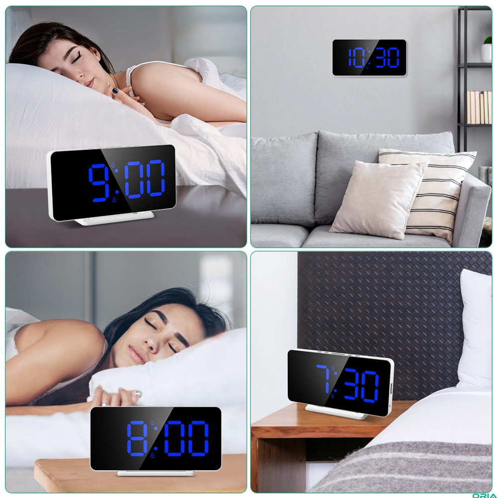 ORIA Đồng Hồ Kỹ Thuật Số 6.5 Inch Đồng Hồ Treo Tường USB Đồng Hồ Báo Thức LED Định Dạng 12/24H Với Chức Năng Báo Lại Độ Sáng Có Thể Điều Chỉnh
