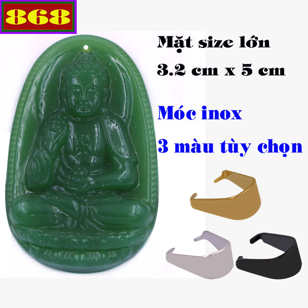 Mặt dây chuyền Phật A Di Đà 5 CM - đá ngọc tủy xanh - Hộ mệnh cho người tuổi Tuất, Hợi