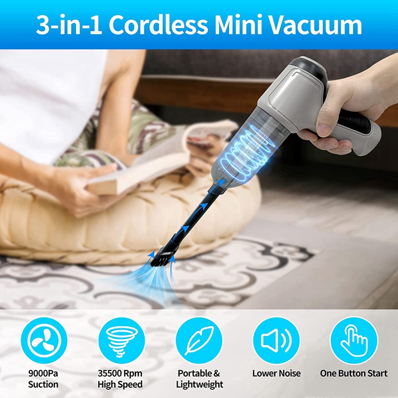 Compressed Air Duster Keyboard Cleaner 3-In-1 Mini Vacuum Reusable Rechargeable Cordless Dust Blower Cleaner