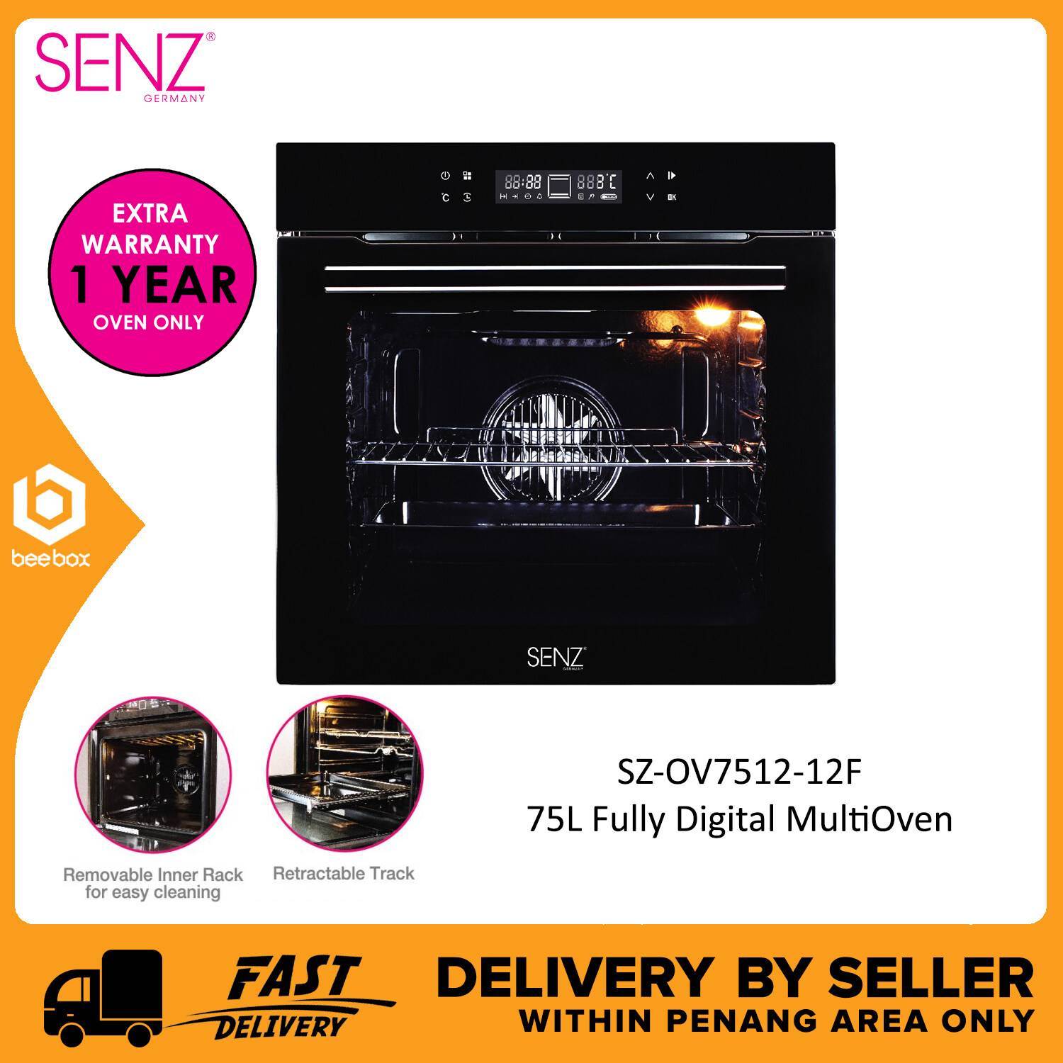 Senz SZOV751212F Fully Digital MultiOven Builtin Oven 75 Liter 12