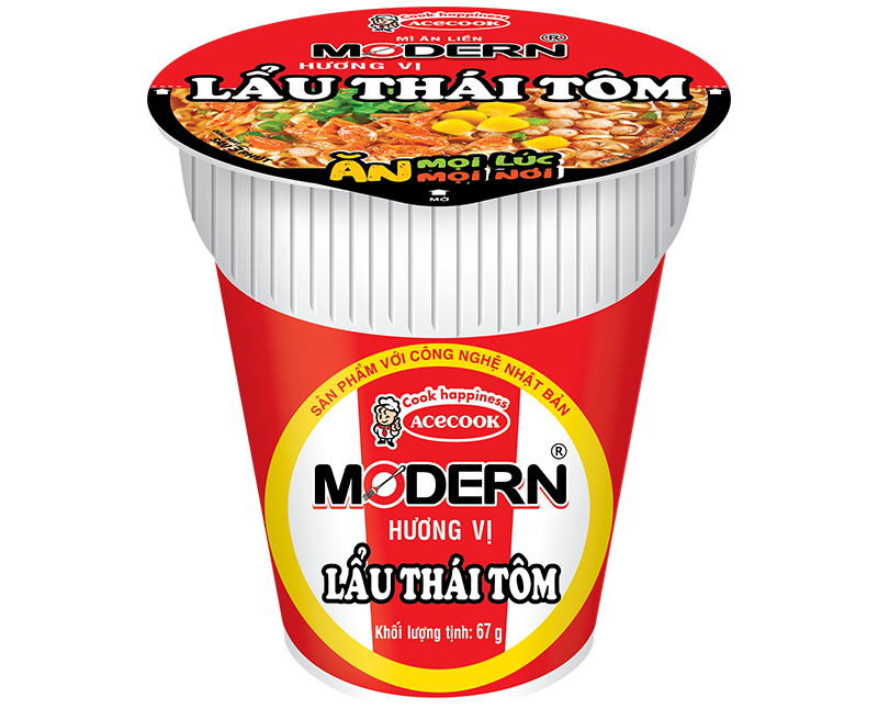 Mì ly Modern Lẩu Thái Tôm 67g thùng 24 ly