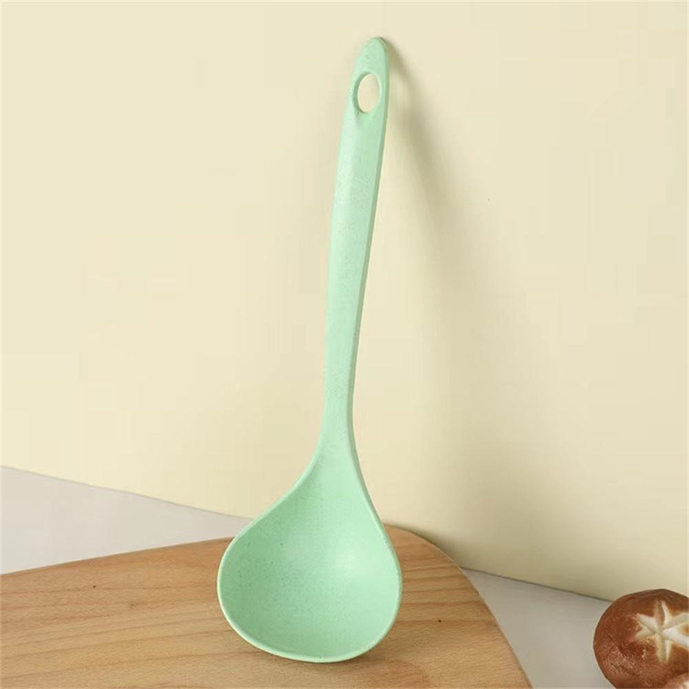 Pearly Life Wheat Straw Soup Spoon Kitchen Utensils Thickened Soup Spoon Household Long-handled Soup Spoon Can Be Wall-mounted Durable Thickened Hot Pot Spoon