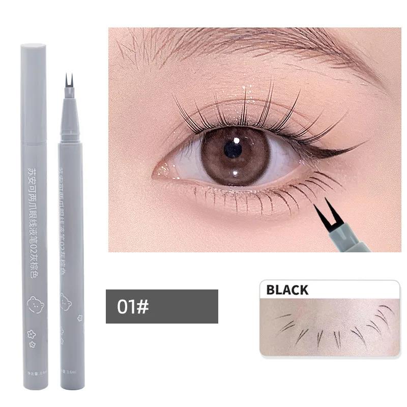 Yuanyan Ultra-thin 2 Fork Tip Liquid Eyeliner Lower Eyelash Pen Makeup Quick Dry Smooth Eye Liner 2 Point Eyebrow Tattoo Pencil Cosmetic. 