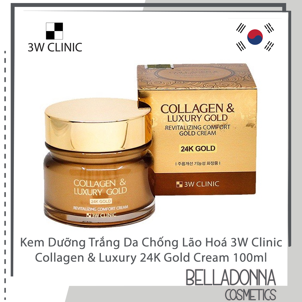 Kem Dưỡng Trắng Da Chống Lão Hoá 3W Clinic Collagen & Luxury 24K Gold Cream 100ml