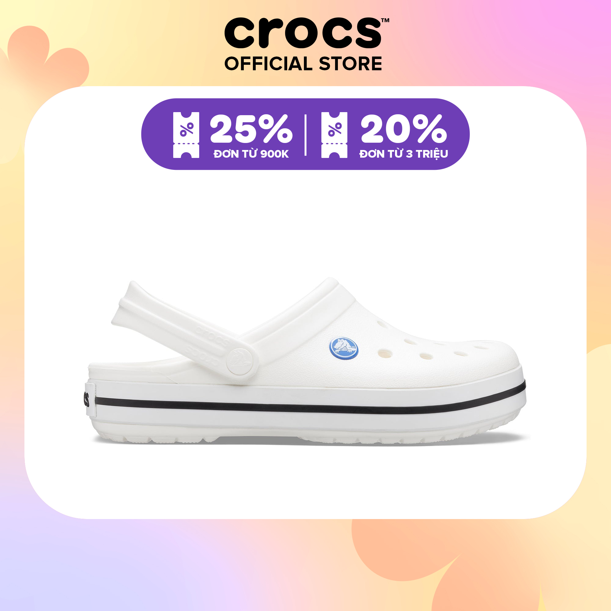 Giày Clog Unisex Crocs Crocband - White - 11016-100