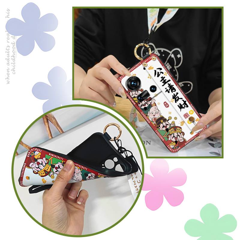 Wristband ring Phone Case For ZTE Nubia Z70 Ultra Kickstand Wrist Strap Dirt-resistant Anti-knock Durable Cartoon Cute. 