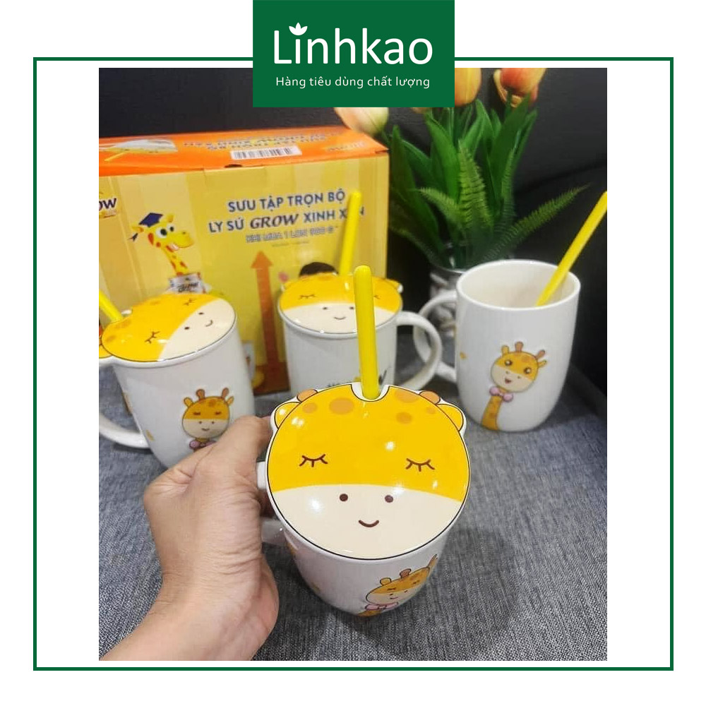 Ly sứ có nắp và thìa [quà tặng sữa Grow]