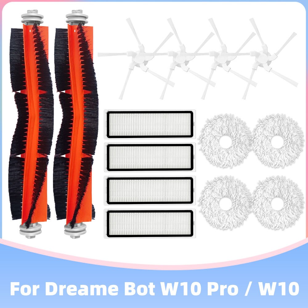 For Dreame Bot W10 Pro W10 Robot Vacuum Spare Part Main Side Brush Hepa Filter Mop Bracket Holder Replacement Accessory
