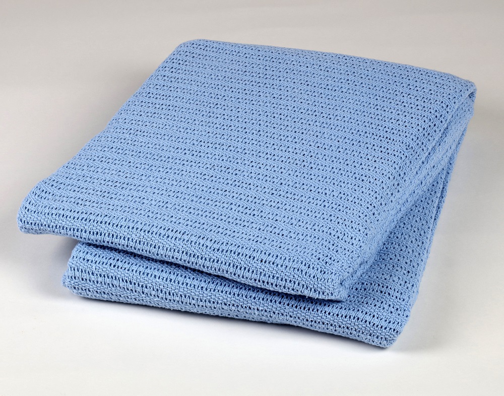 Sapphire Collection Pure 100% organic Cotton thermal Soft Lightweight Adult Cellular Blanket Blue, Double 230 * 230cm
