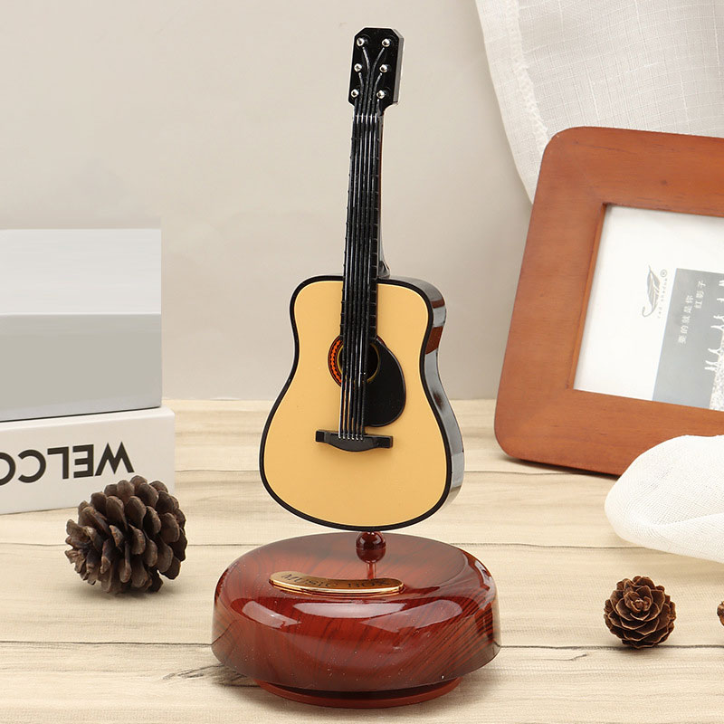 Musical Instrument Music Box Creative Guitar Pipa Violin Retro Rotating Music Box