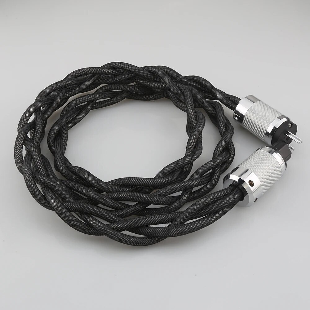 HiFi 5N OCC Single Silver Hifi Power Cord US/EU/AU Schuko Plug Power Cable AC Audiophile Carbon