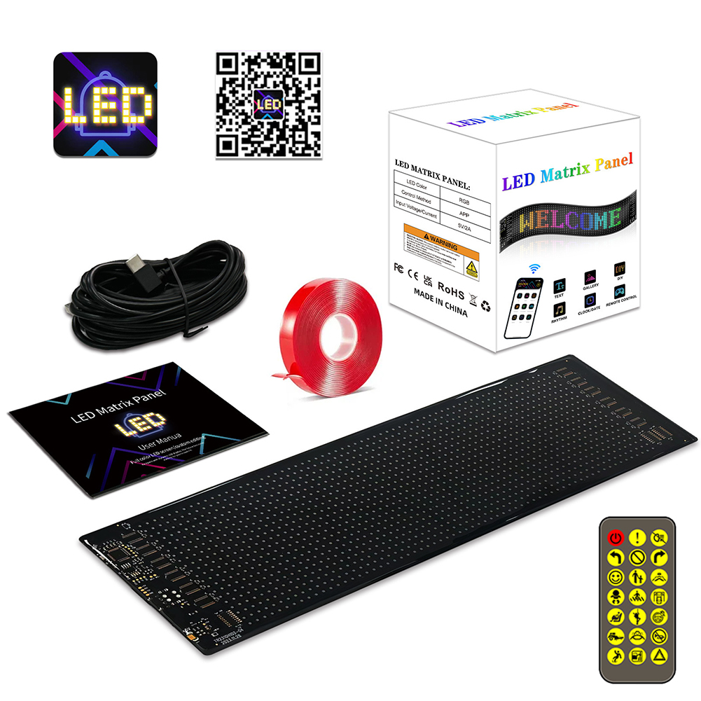 2Pcs LED Display Screen Panel USB 5V LED Sign App Control Car Scrolling ...