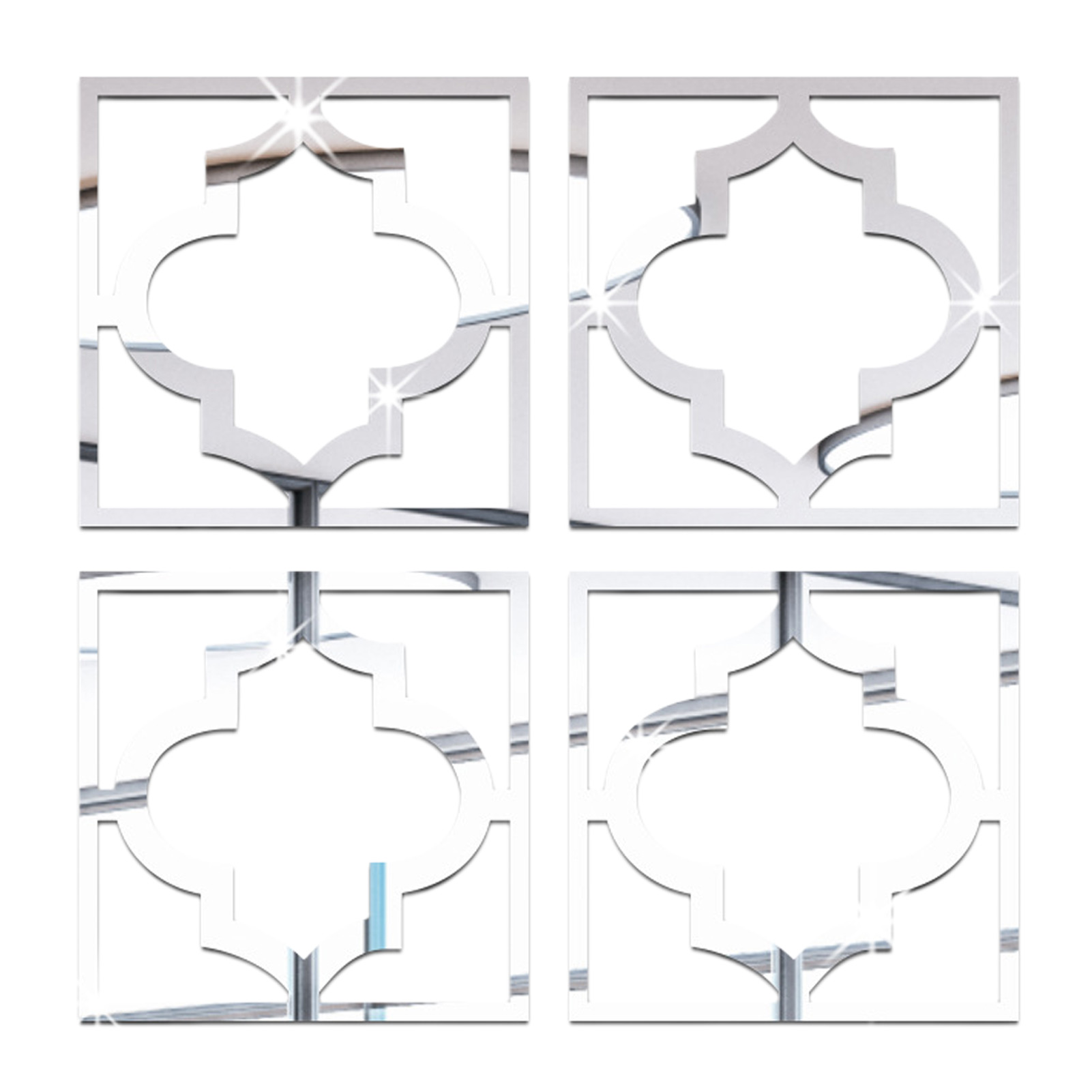 4Pcs Mirror Sticker DIY Self-adhesive Plastic Furniture Modification Mirror Wall Sticker for Living Room