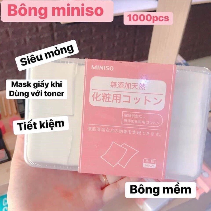 Bông Tẩy Trang Miniso Nhật 1000 miếng