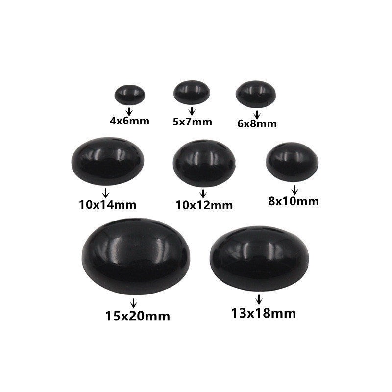10 Mắt thú dán hình Oval nhiều cỡ