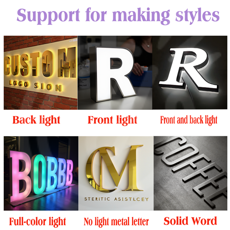 Custom 3D LED Backlit Illuminated Metal Letters Sign Up For Outdoor Business Storefront Waterproof Advertising Signage. 
