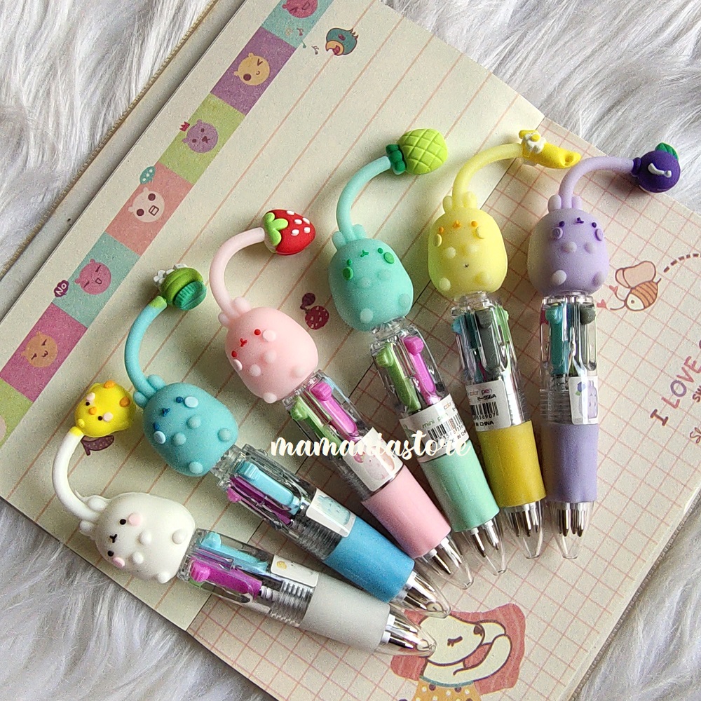 Mini Pen 4 Color Karakter Unicorn Pulpen Mini 4IN1 Bts Bt21 Pulpen