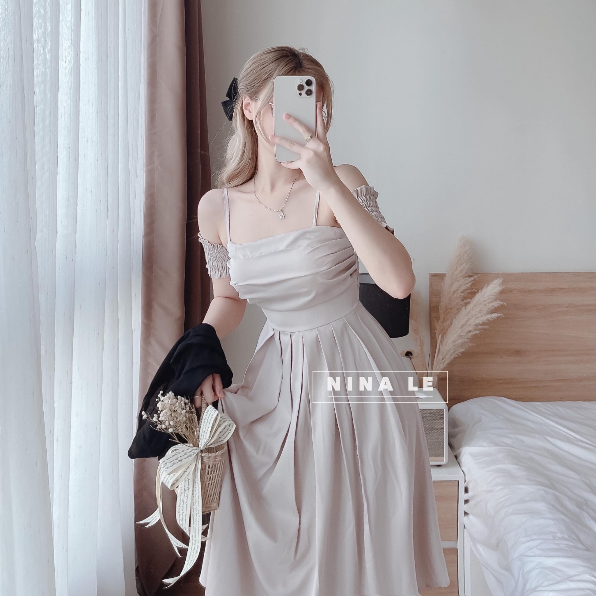 ĐẦM TAY NHÚN 2 BÊN TRỄ VAI BIGSIZE (L-2XL)