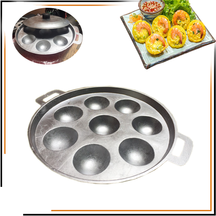 [LOẠI 1] Khuôn làm bánh khọt chống dính kèm nắp 8 lỗ chất liệu gang cao cấp