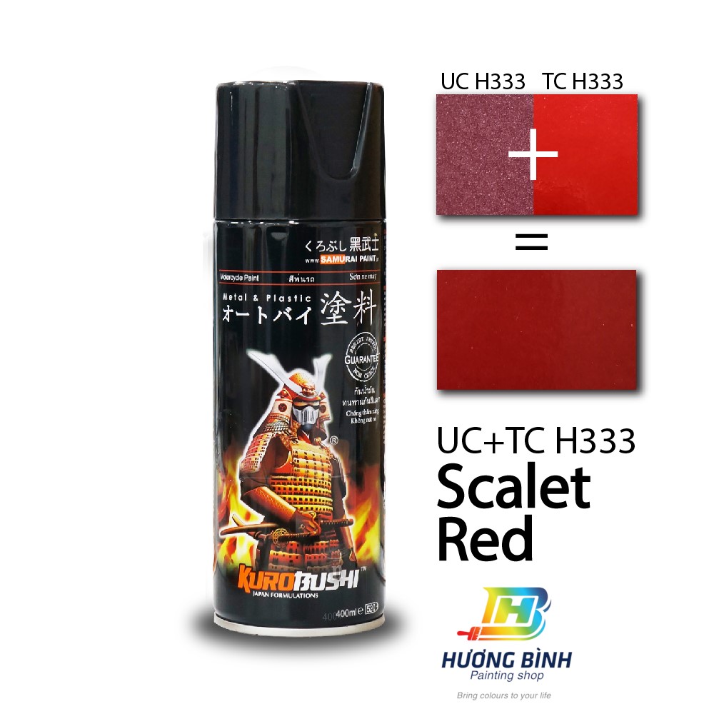 Sơn xịt Samurai màu Đỏ Tươi - UCH333 + TCH333 (QK xin lưu ý: sản phẩm là lựa chọn 2 loại sơn, chứ không phải combo 2 chai)