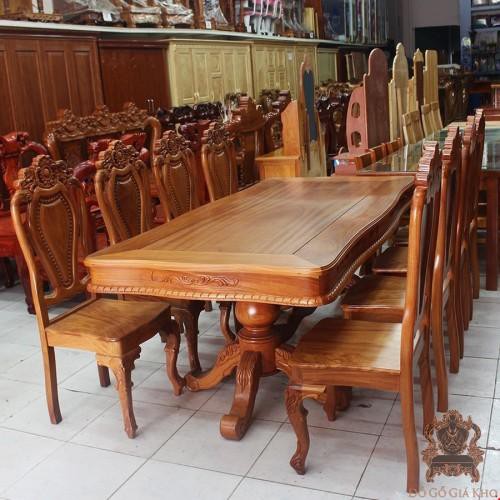 Bàn ăn gỗ gõ đỏ 8 ghế bb