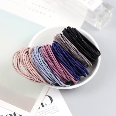 Set 100 Thun Buộc Tóc Nữ Dây Buộc Tóc Nhiều Màu