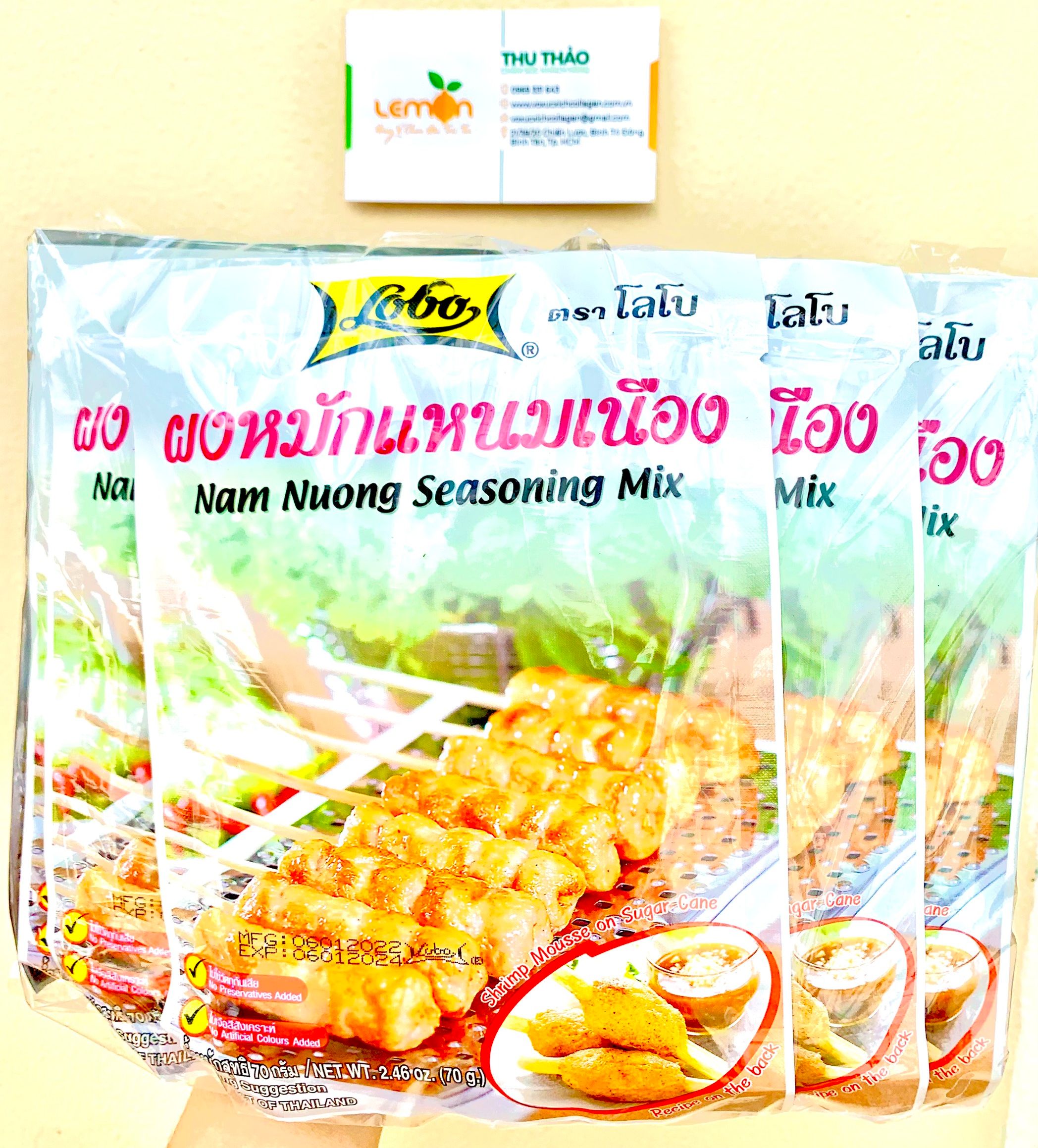 Combo of 5 Packs of Thai Lobo Grilled Spring Roll Foam (70g Pack) - Mixed Seasoning for Grilled Spring Rolls