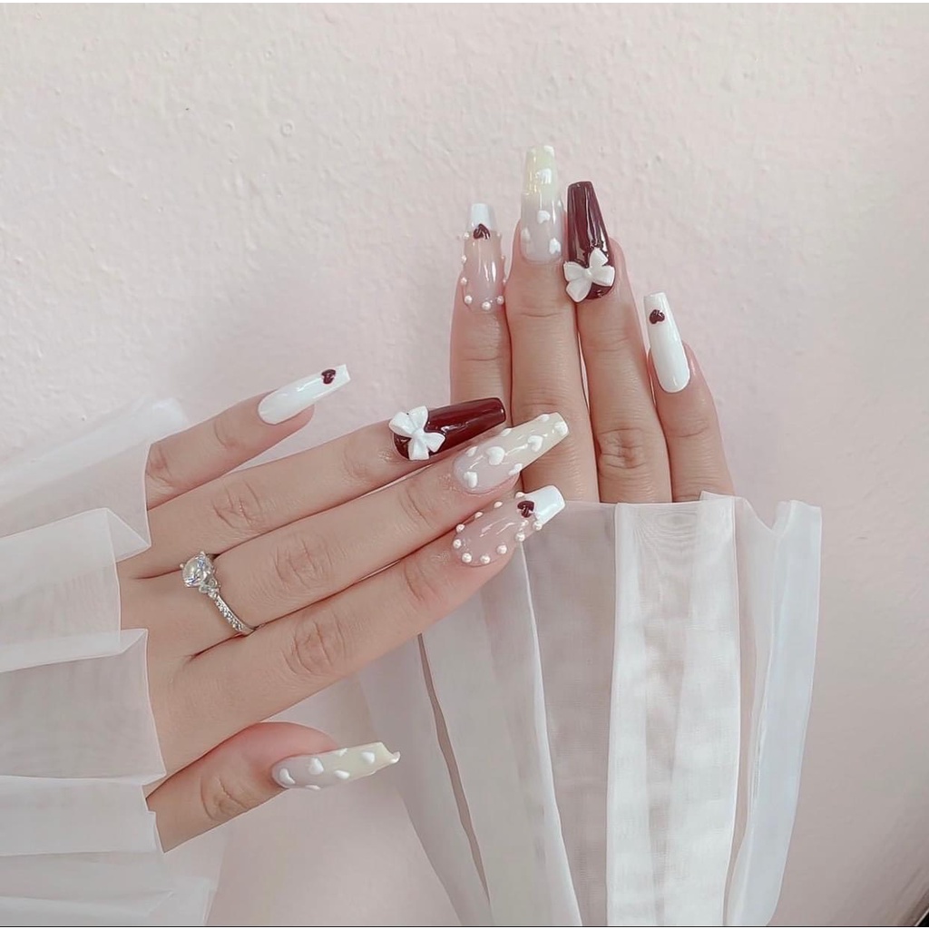 Set nơ 4 cánh nhiều màu trang trí đính móng nail