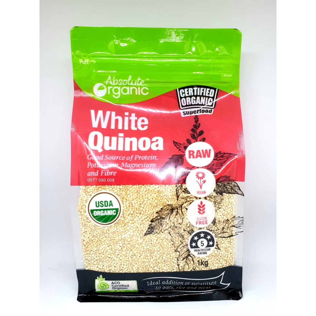 Hạt Diêm Mạch Trắng Absolute Organic White Quinoa 1kg