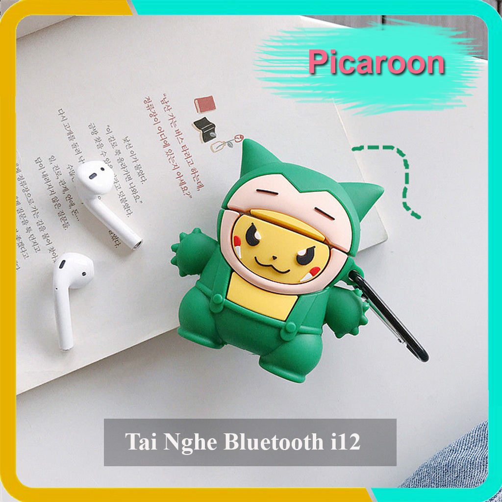 Tai Nghe Bluetooth 5.0 Không Dây i12 Kem Vỏ Bảo Vệ Hoạt Hình Siêu Dễ Thương, Tương Thích Android\iOs