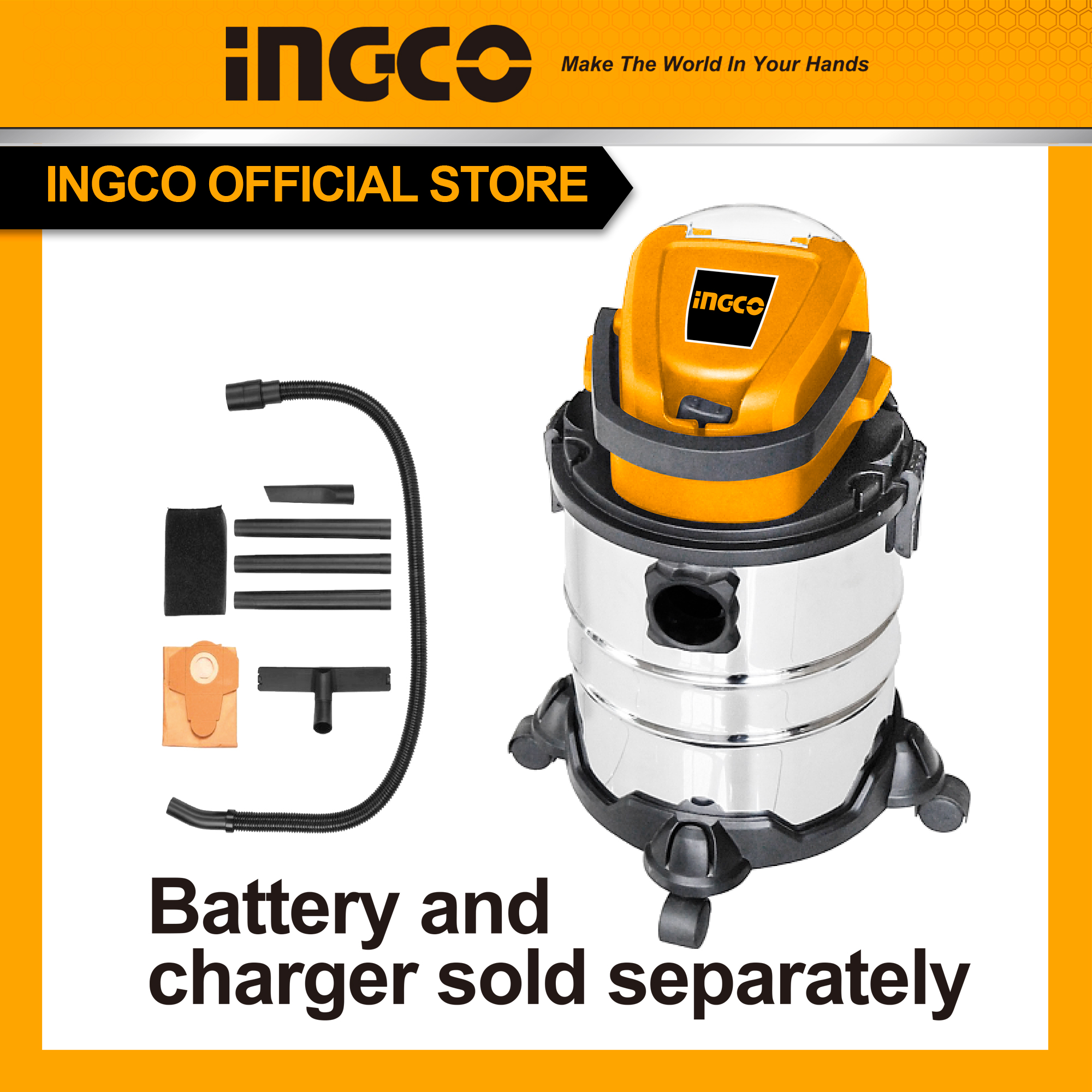 Máy hút bụi dùng pin 20V INGCO CVLI2005E (không kèm pin và sạc)