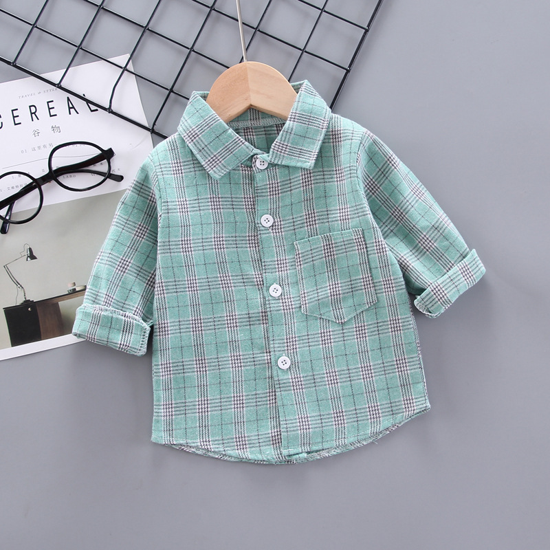 IENENS Kids Baby Cotton Clothing Boys Tops Shirts Casual Clothes Checked Blouse Long Sleeves Shirt Infant Toddler Tee Boy Top...