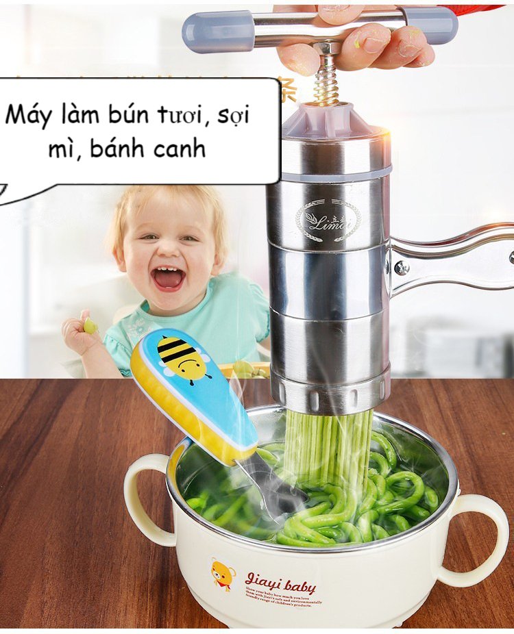 Máy tạo sợi mì sợi bún 5 đầu INOX. Bộ dụng cụ làm bánh canh bún mì udon