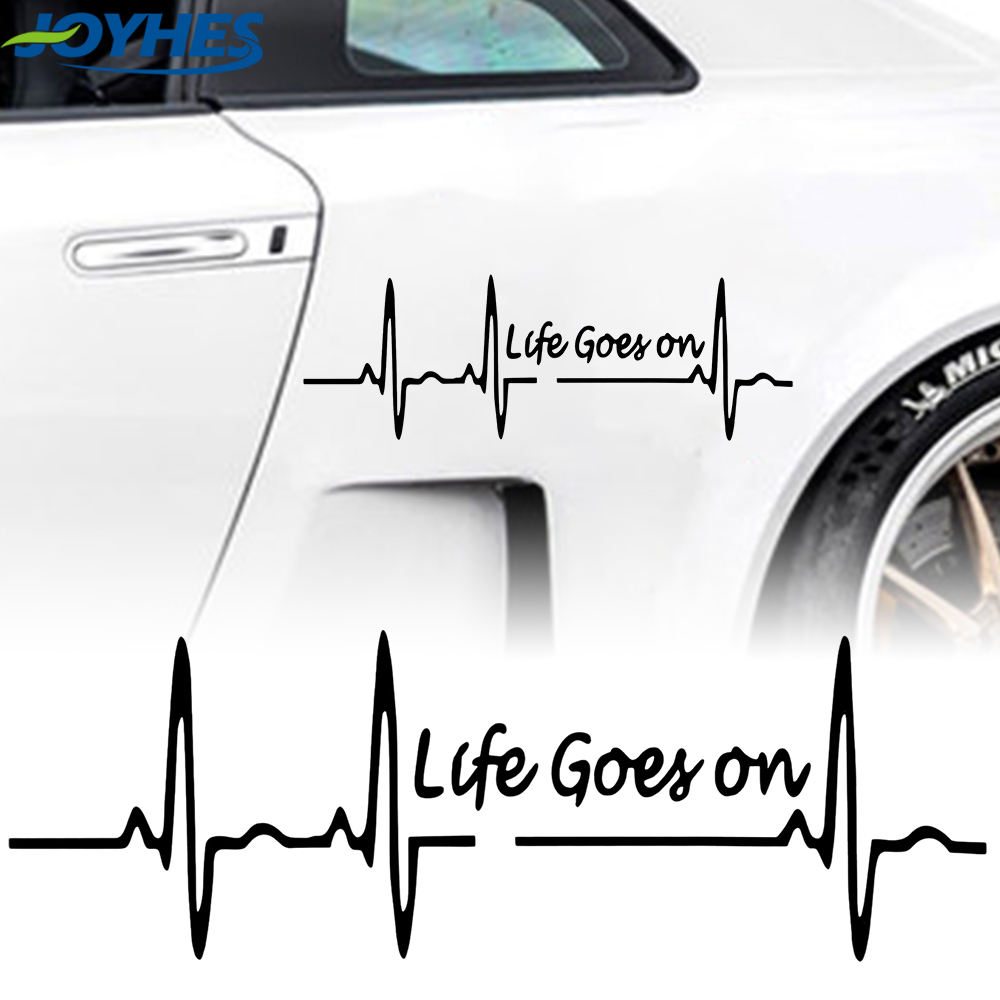 Life Goes on Stickers Personalized Car Body Stickers Creative Electrocardiogram Styling Exterior Decoration Stickers
